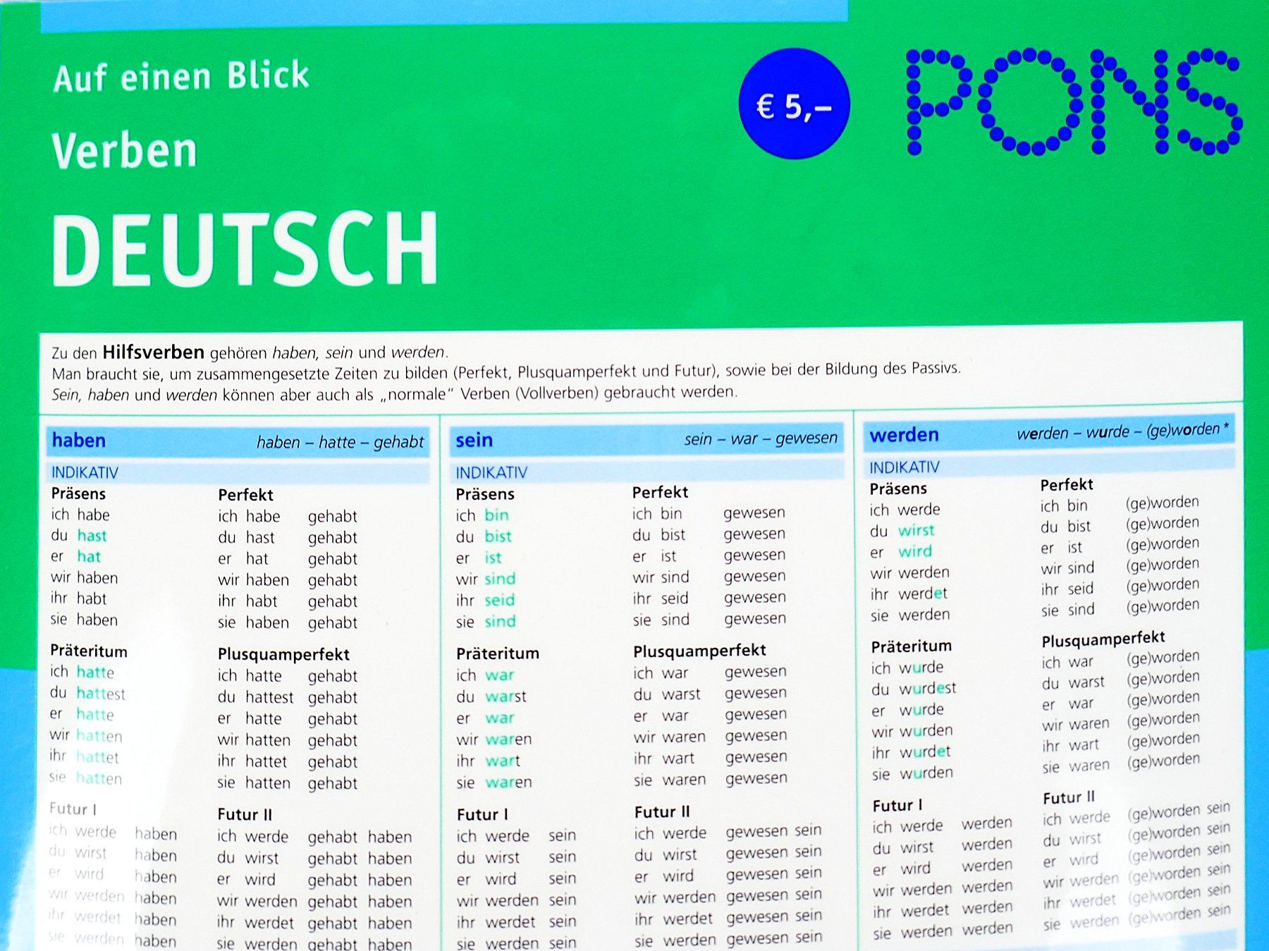 Bücher: Pons: Auf einen Blick- Deutsch Verben – Gebraucht aus Urtenen-Schönbühl von Restwert_Schoenbuehl 2