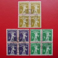 1909: TELL: Nr.117-119, RARE Viererblöcke gest. Kat: 555.-