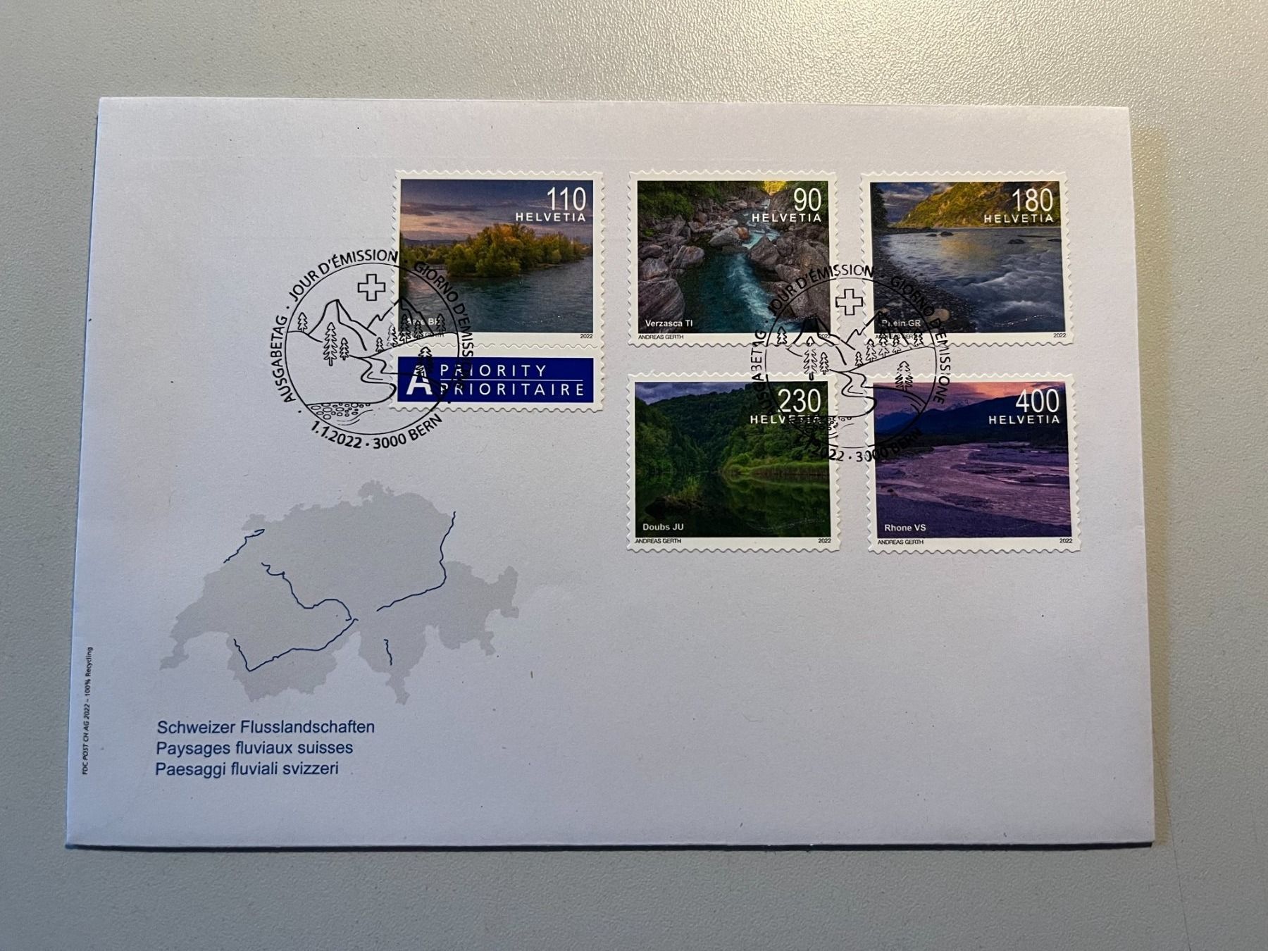 Alle Briefmarken: FDC 2022 aus 4er Block mit Haftpunkten – Neu (gemäss Beschreibung) aus Arch von seil819