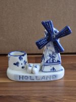 Windmühle Kerzenhalter Keramik Holland Delft blau handbemalt
