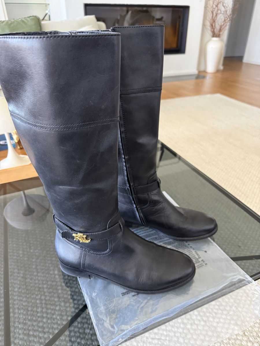 Ralph Lauren Scarpe da donna: Ralph Lauren Black Leather Boots size 39.5-40 – Usato da Kilchberg venduto da anloufra 5