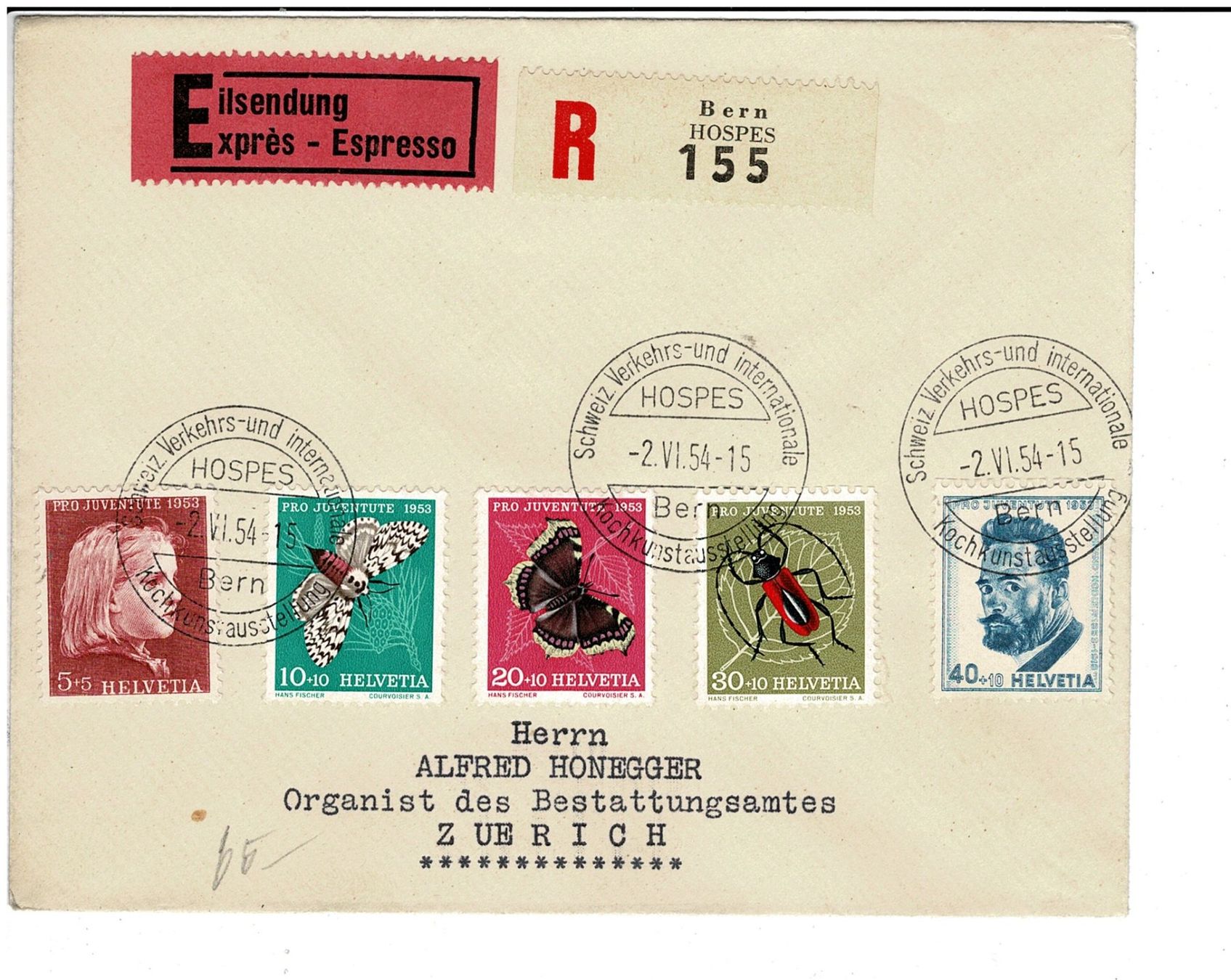 Tutti i francobolli: PJ 1953 Eil/R-Brief – Usato da Lausanne venduto da Whorvath