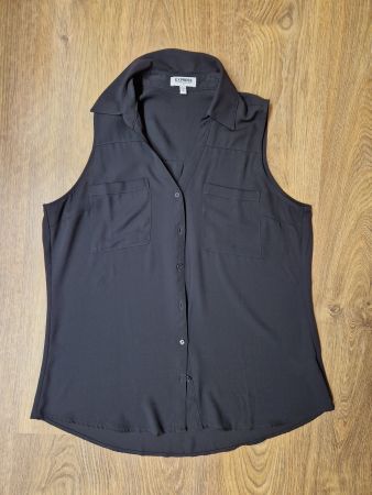 Top, Shirt, Bluse mit Kragen schwarz Express Gr. L (Damen)