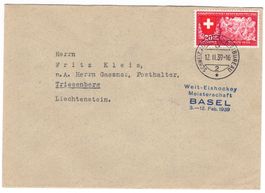 Lettre de Basel BPA A246 pour Triesenberg le 12.II.39