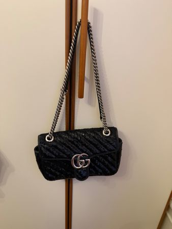 Gucci Marmont Schultertasche Schwarz Pailletten Top!