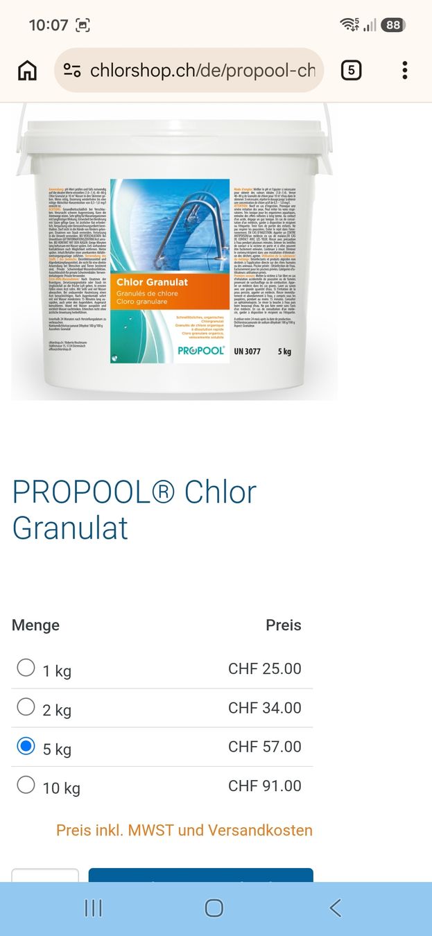Schwimmbad: PROPOOL Chlor Granulat 5kg Neu – Neu und originalverpackt aus Siglistorf von Maggie2511