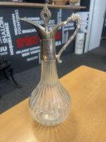 Antike Kristallglas Karaffe mit Silberauflage