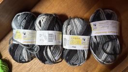 4 Wollknäuel BeanieStar Wolle schwarz grau neu