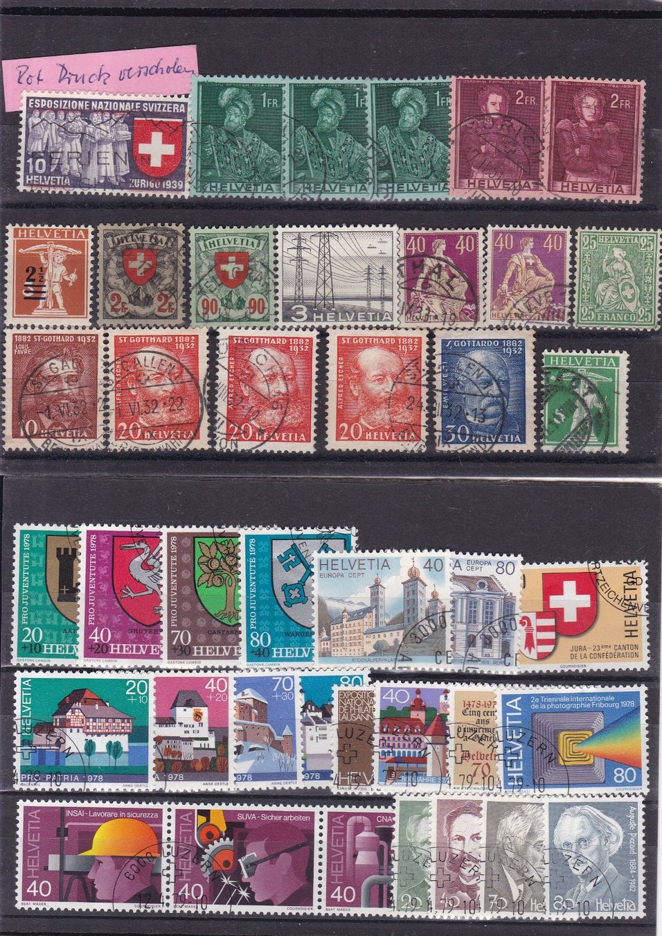 Tutti i francobolli: 14 Stk. CH Briefmarken-Steckkarten, bunt gemischt – Usato da Münchwilen AG venduto da Nesar 6
