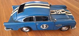 Deko-Auto Metall blau mit Streifen und Nummer 53 