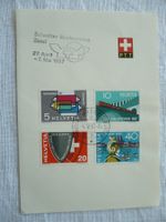 1957 Faltblatt MUBA mit Satz Werbemarken