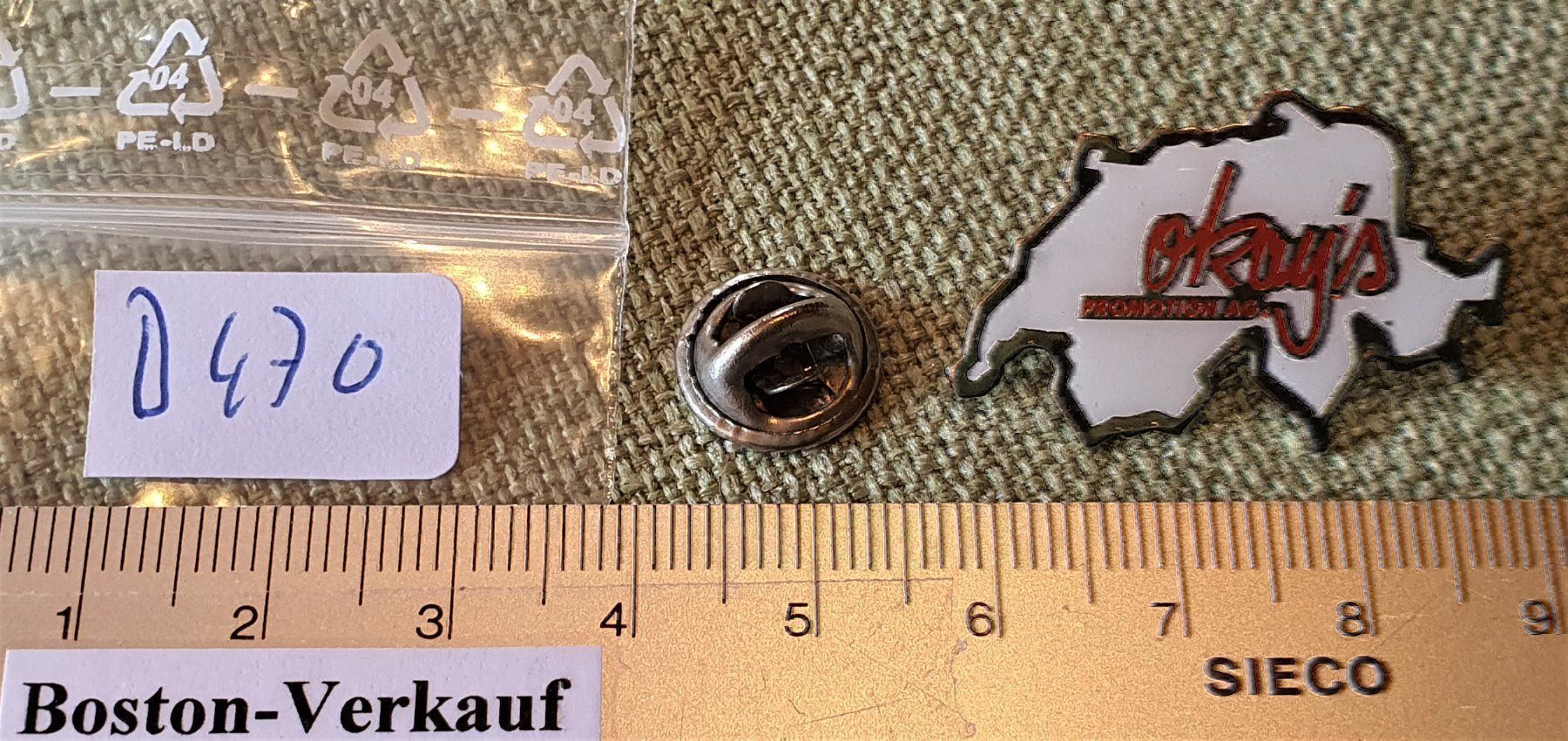 Placchette & Badge: D470 - Pin Schweiz Promotion AG Okay's – Usato da Reinach BL venduto da Boston-Verkauf 2