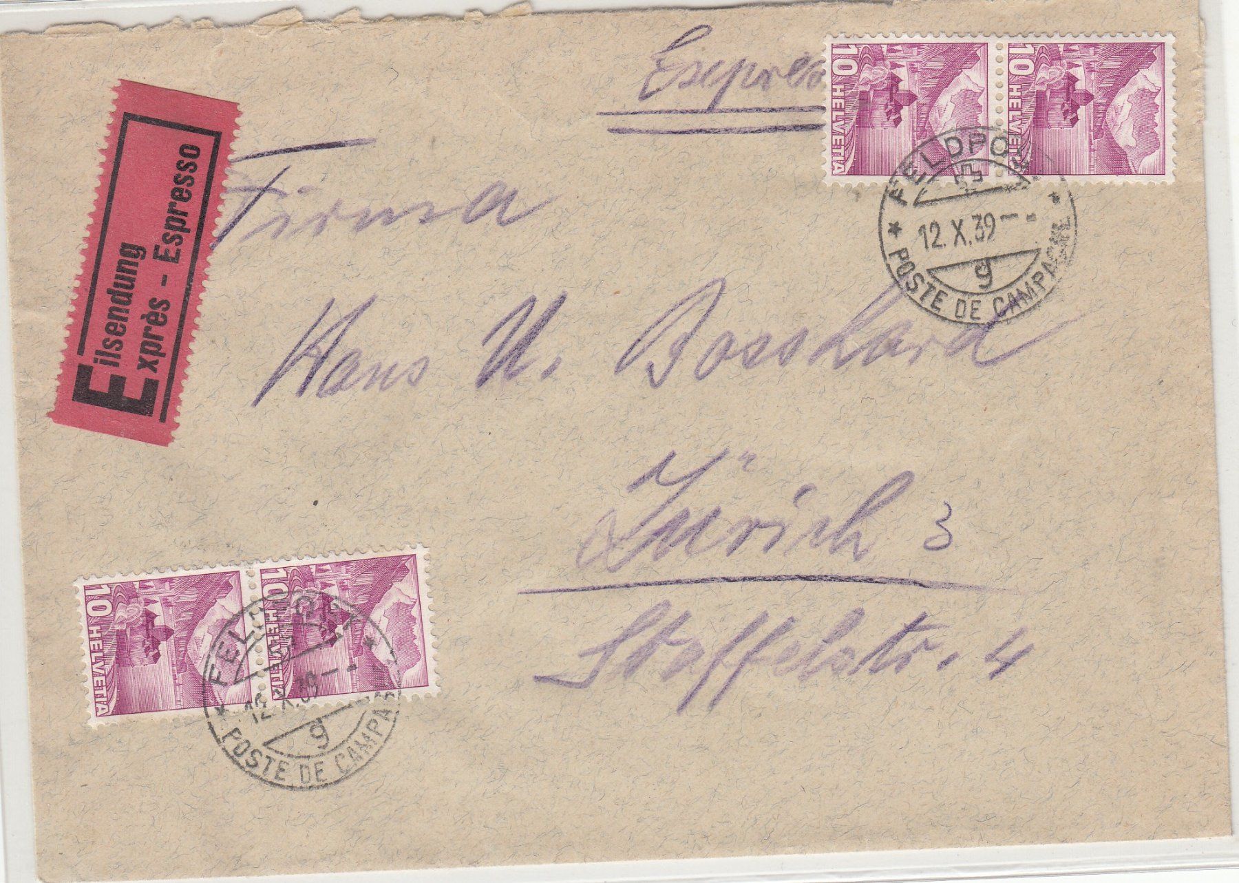 Tutti i francobolli: Expressbrief Mit Marke Landschaftsbilder schweiz 1939 – Usato da Herrliberg venduto da Lfrifda