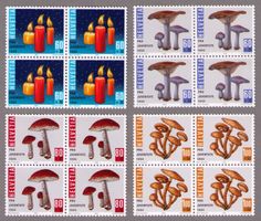 1994_J332-335_PRO JUVENTUTE_Pilze_Weihnachten_Kerzen_Vb ! **
