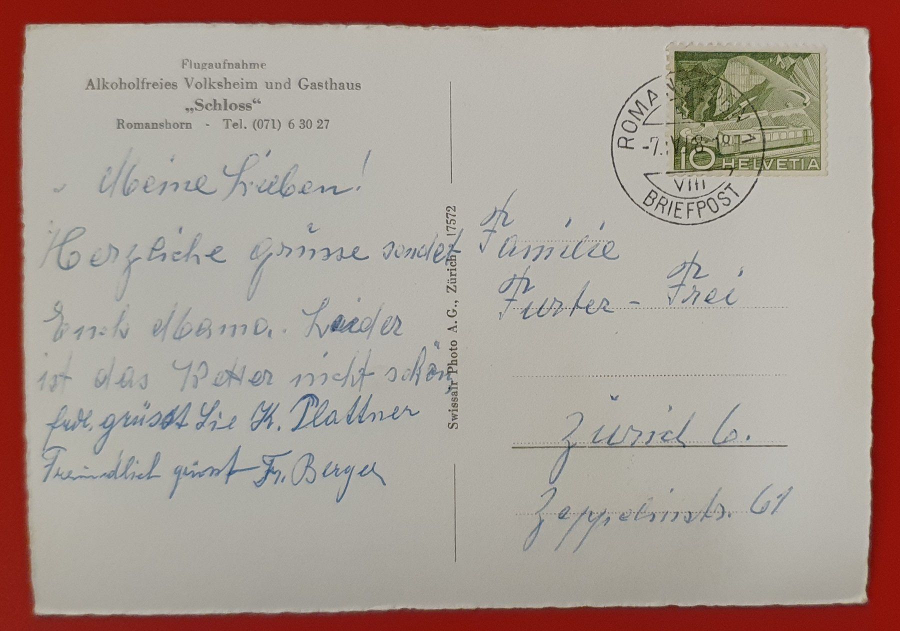Ansichtskarten: Romanshorn 1958 - Flugaufnahme – Gebraucht aus Kreuzlingen von Rschweiz1 1