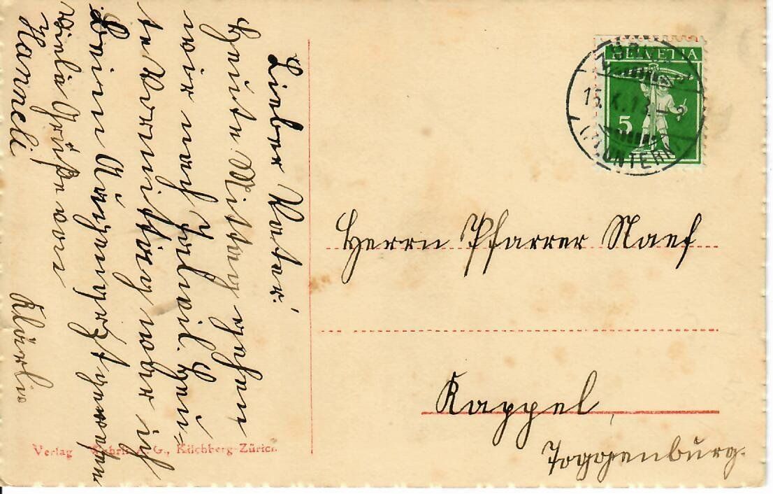 Ansichtskarten: Zürich  1913 – Gebraucht aus Hochdorf von Ziegel-16 1