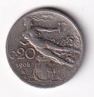 Italien 20 cent. 1908s-ss