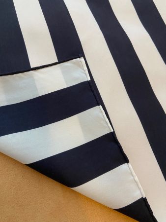 Carré De Soie/Foulard Rayé Blanc/Bleu
