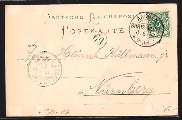 Cartoline postali: Litho Aachen, Restaurant und Concert-Hal – Usato da Berlin venduto da bartko-reher 1