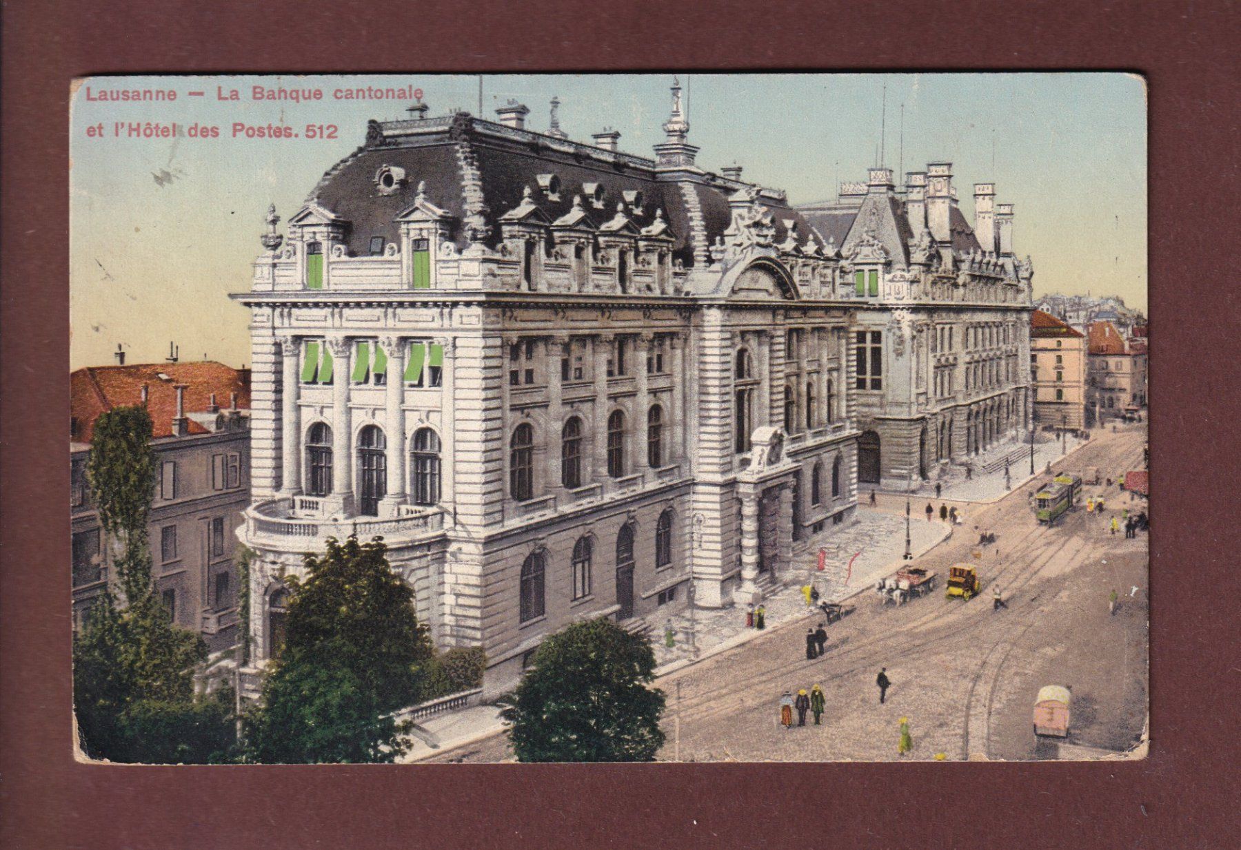 Ansichtskarten: LAUSANNE - La Banque Cantonale - 1912 – Gebraucht aus Pully von nicecards