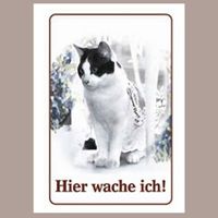 🔥 HIER WACHE ICH Katzen Blechschild 🖤 20x30cm OVP 🔥