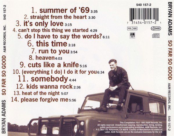 CD: Bryan Adams - So Far So Good CD 1993 Compilation – Usato da Grenchen venduto da ren_kl5m 1