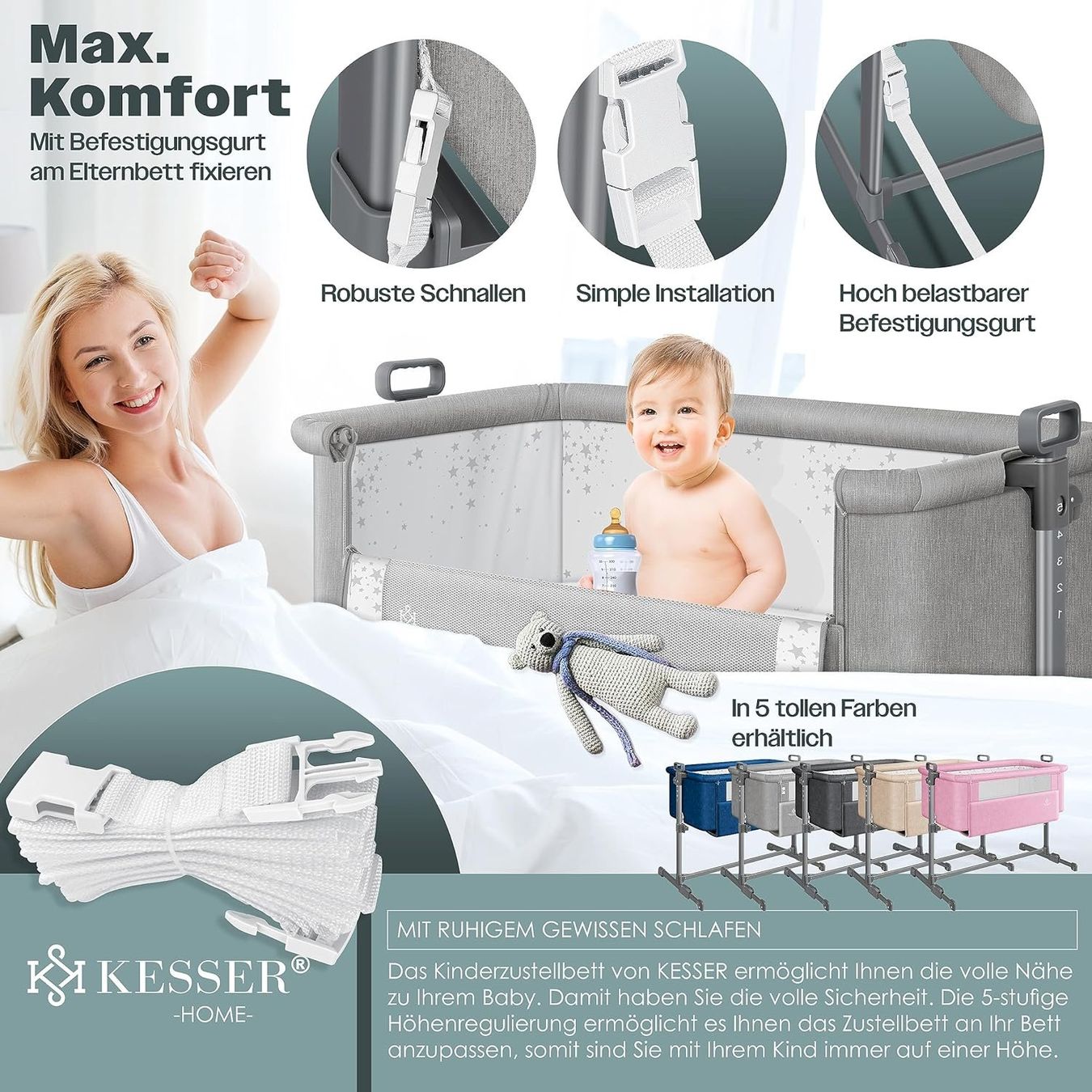 Letti per bambino & Letti da viaggio: KESSER 3in1 Kinderbett Hellgrau – Nuovo e nell'imballaggio originale da Bottighofen venduto da zaap 4