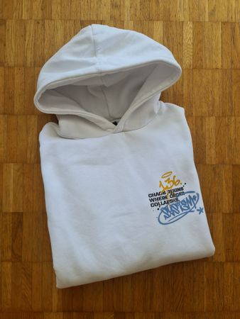 Kapuzenpullover FSBN weiss mit Grafikprint Grösse L