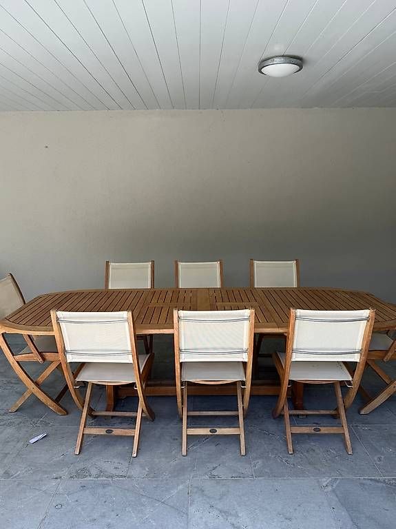 Set di tavolo e panche: Grande table jardin teck extensible 180-260cm + 8 chaises  – Usato da Jussy venduto da bru_xl8z 2