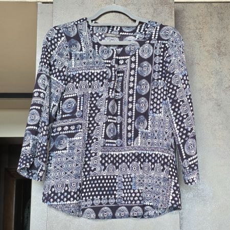 🐸 NILE VISKOSE BLUSE TOP DUNKELBLAU WEISS XS SUPER ZUSTAND