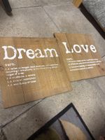 Holzdeko "Dream & Love" - 2er Set - Wanddeko für Zuhause!