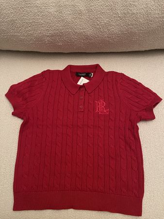 Ralph Lauren Polo Shirt, Cable Knit, Size Medium, Red