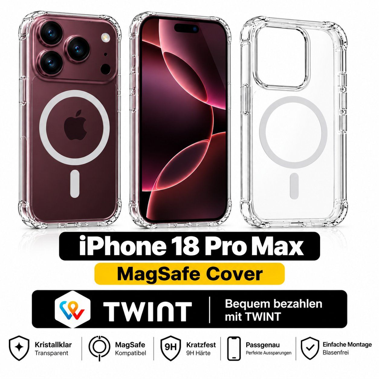 Cover & Protezioni schermo: iPhone 18 Pro Max, Hülle, MagSafe, transparent, stoßfest – Nuovo e nell'imballaggio originale da Luzern venduto da Waince786