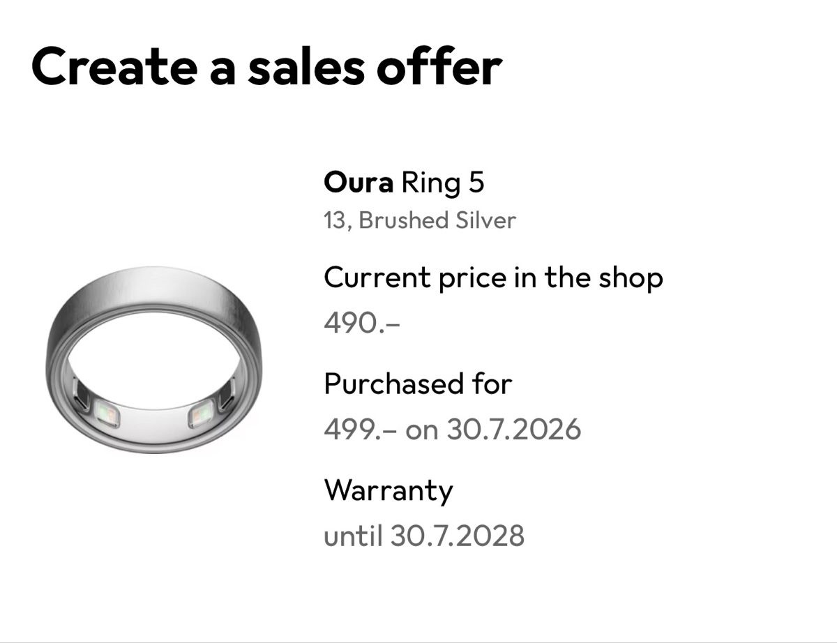 Oura Ringe: Smart Ring Oura Gen 5 Brushed Silver – Neu (gemäss Beschreibung) aus Rudolfstetten von AudioFox 5