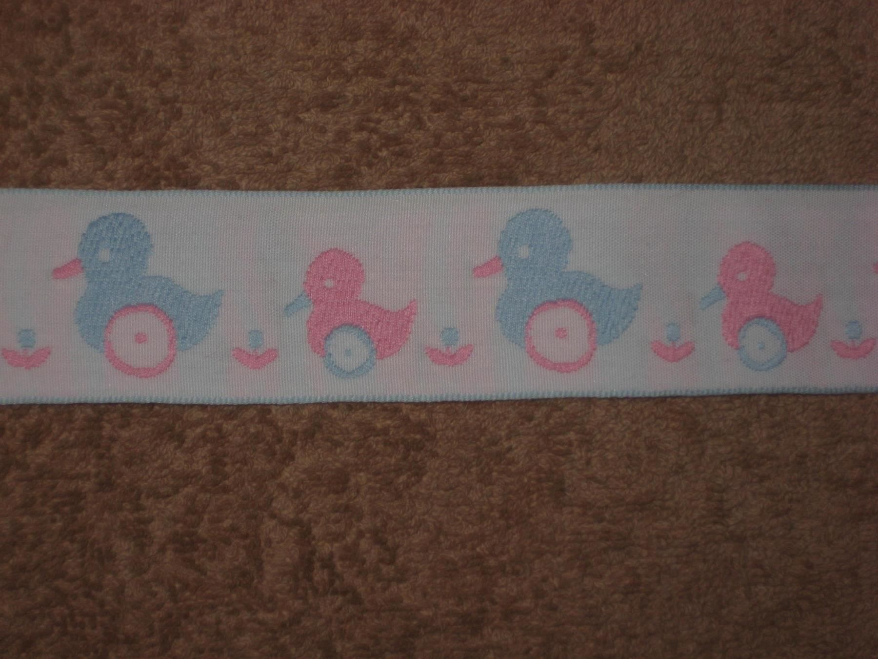 Nastri decorativi: Webband weiss mit rosa/hellblauen Entli 3,5cm breit – Nuovo e nell'imballaggio originale da Füllinsdorf venduto da Schlupp 1