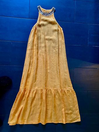 120% lino kleid lang gr. 40/42 neu
