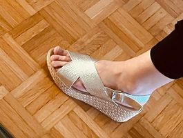 Bata OXMOX Keilsandalen Leder gold Gr. 38