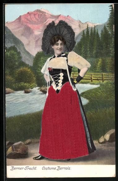 Cartoline postali: AK junge Dame in der Berner Tracht, 1912 – Usato da Berlin venduto da bartko-reher