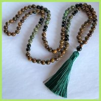 SALE 88CM KETTE EDELSTEINKETTE TIGERAUGE LARVIKIT JASPIS