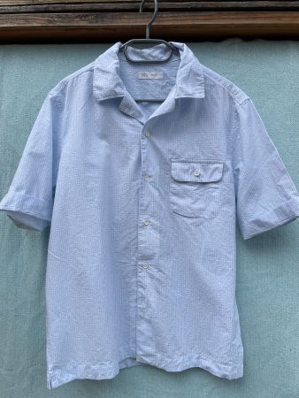 Hellblau Kariertes Herren Kurzarm Hemd ZARA Gr. M