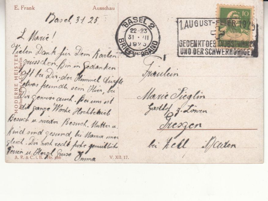 Cartoline postali: Motivkarte Ausschau 1925 – Usato da Bürglen TG venduto da StampGraf 1
