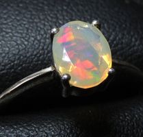 Äthiopischer facettierter Opal Silber 925 Fingerring