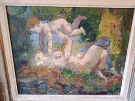 Ölbild Mutter und Kind  R. Sperlich