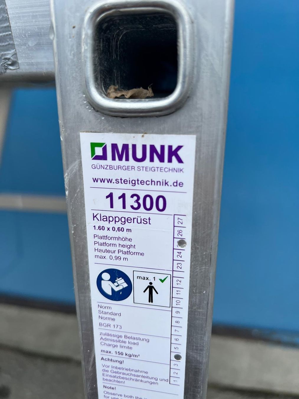 Echafaudages: MUNK Alu-Klappgerüst 1.6 x 0.6 m – D'occasion à Aarwangen par fsa-maschinen 2