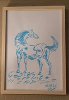 Disegno cavallo blu con cornice leggera