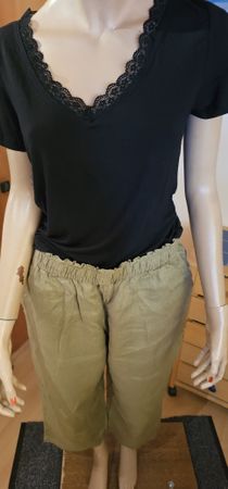 H&M Leinenhose Khaki gr.M, mit Shirt Gr.? und Bluse gr.L