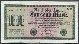 Reichsbanknote 1000 Mark - Inflationsgeld, 1922, Top!