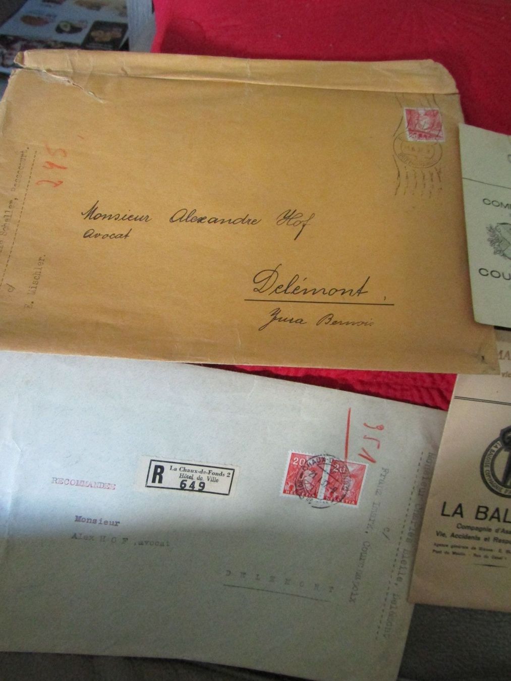 Buste & buste per spedizione: 4 enveloppes 1937-1942 – Usato da Delémont venduto da mamygateau 2