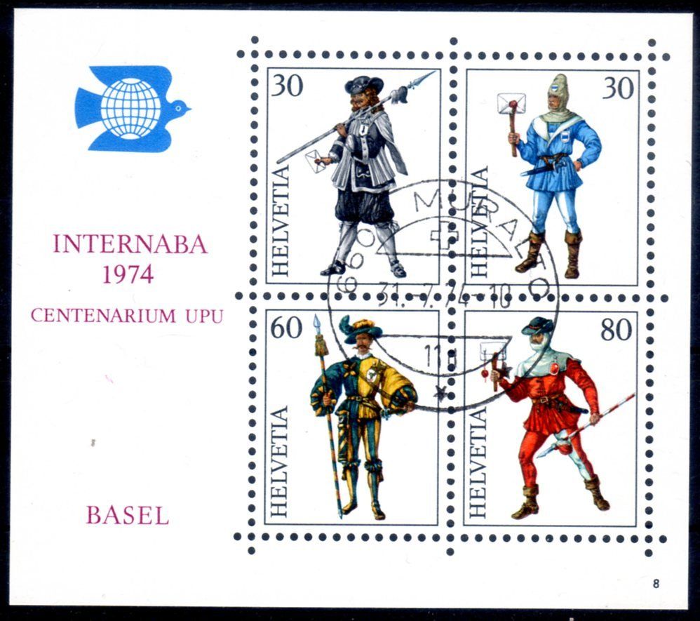 Tutti i francobolli: INTERNABA 1974 CENTENARIUM UPU BLOCK GESTEMPELT - JJ287 – Usato da Losone venduto da EM2019