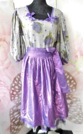 40/42 Dirndl Kleid LilaGrau Tracht Oktoberfest Wiesen L118cm